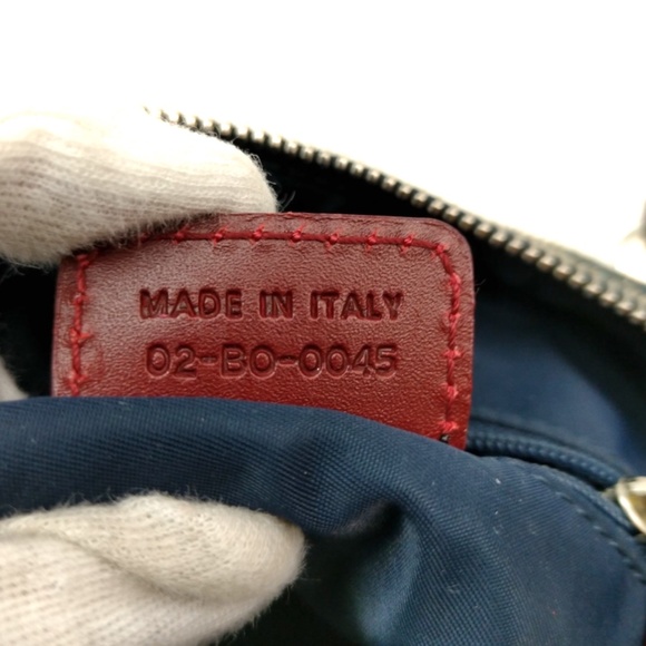 Christian Dior Navy Blue canvas and red burgundy leather straps made in Italy - Picture 9 of 9